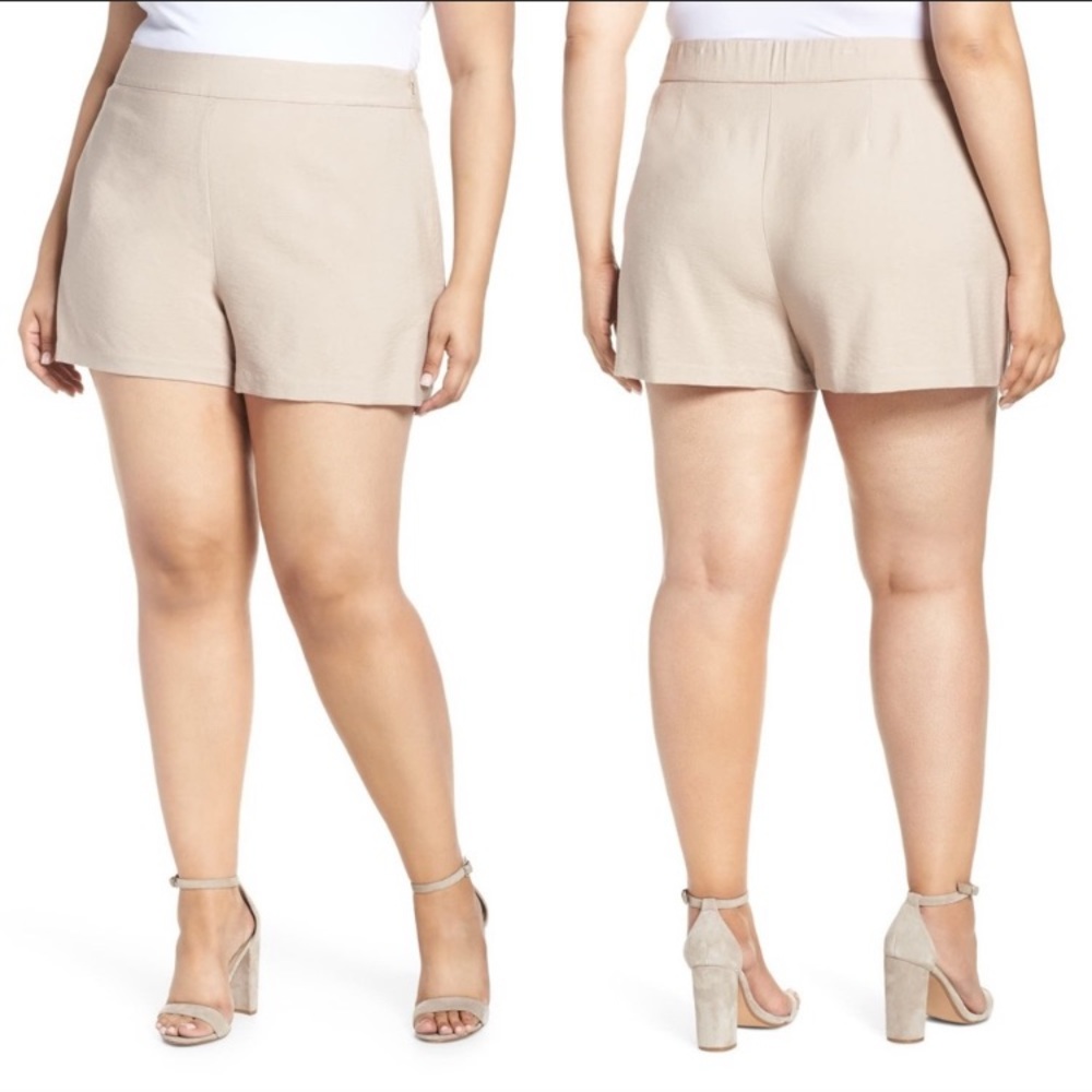 Leith  High Waist Casual Short  Beige Size 2X
